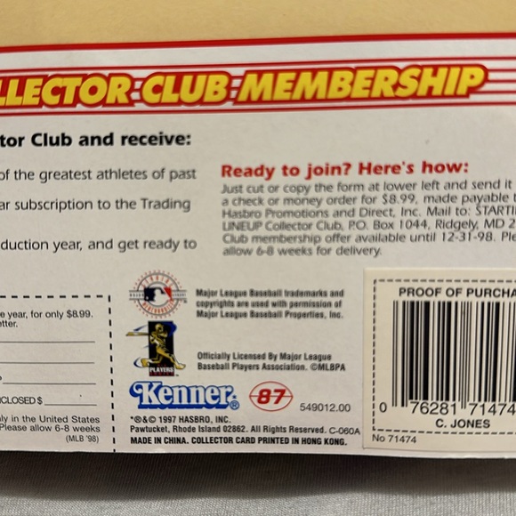 Starting Lineup ~ 1998 Baseball Edition ~ Atlanta Braves ~ Chipper Jones - Picture 5 of 5